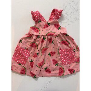 Little Millie Baby Dress 12 Month Watermelon Polkadot Pockets Ruffle Spring Pink